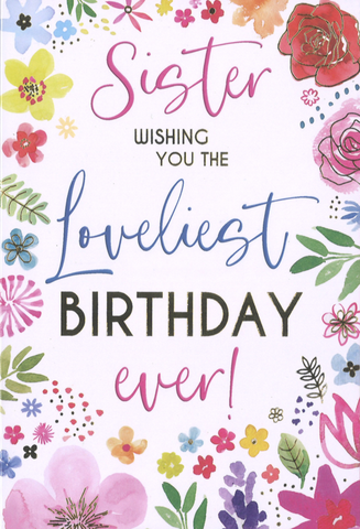 Sister birthday card flowers