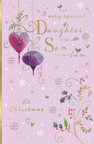 Daughter and Son in law Christmas card - large luxury card