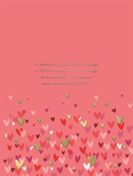 Wife anniversary card - balloon hearts - large card