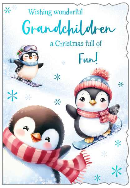 To Grandchildren Christmas card - cute animals