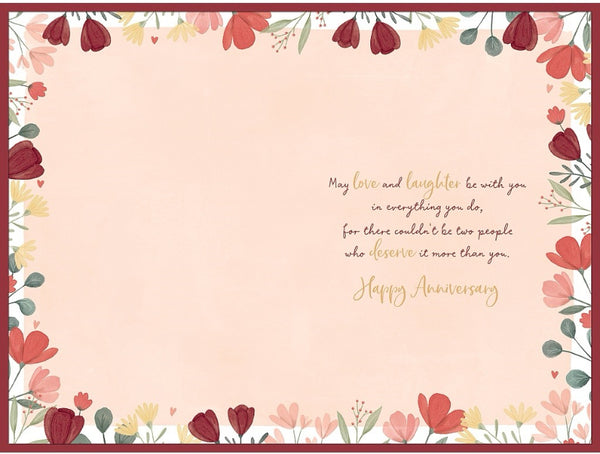 Daughter and Son in law wedding anniversary card - flowers