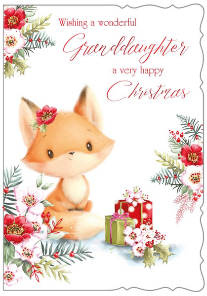 Granddaughter Christmas card- cute Xmas fox