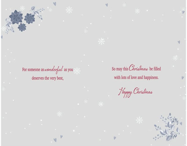 One I love Christmas card - hearts and baubles