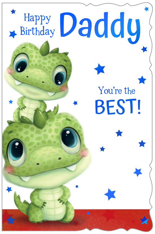 Daddy birthday card - cute dinosaurs