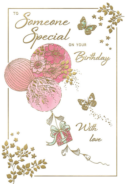 Someone Special birthday card - balloons and butterflies