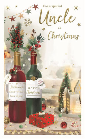 Uncle Christmas card - festive wine
