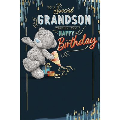 Grandson birthday card- tatty teddy party