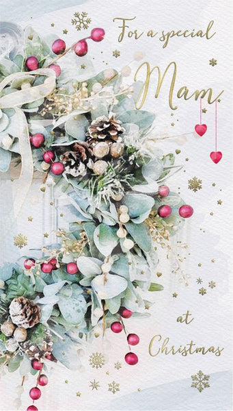 Mam Christmas card- Christmas wreath