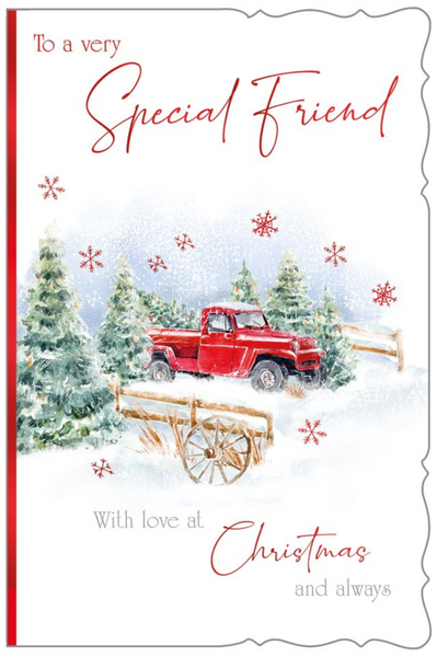 Special friend Christmas card - festive truck