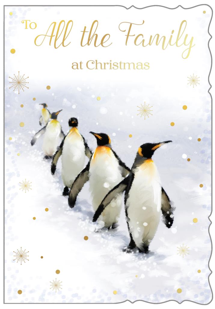 To all the family Christmas card - cute penguins