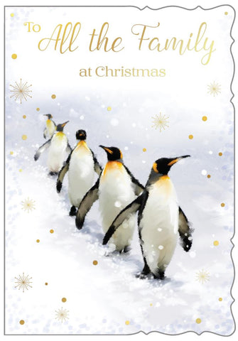 To all the family Christmas card - cute penguins