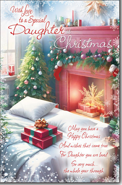 Daughter Christmas card - sentimental verse - Large card