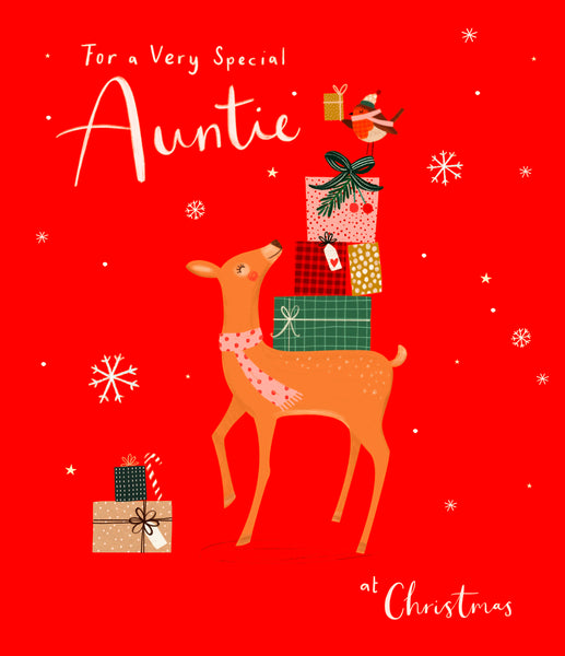 Auntie Christmas card - cute reindeer