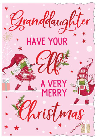 Granddaughter Christmas card - cute gonks