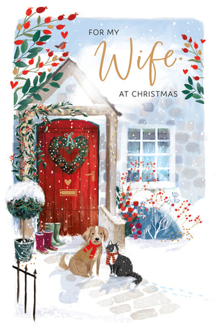 Wife Christmas card- festive home