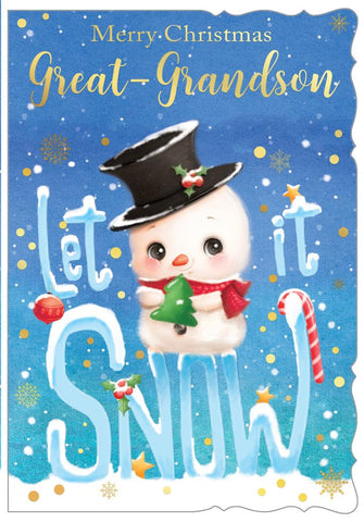 Great Grandson Christmas card - cute snowman
