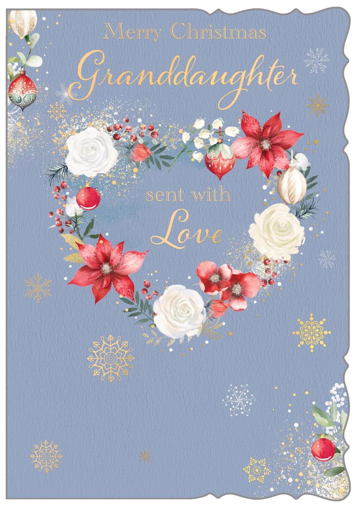 Granddaughter Christmas card- festive flowers