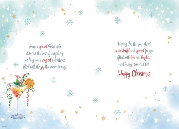 Sister Christmas card- festive drinks