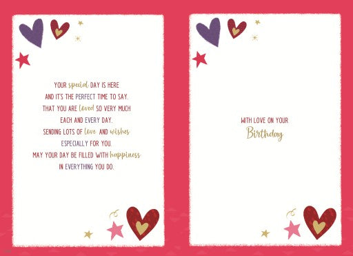 Girlfriend birthday card - modern hearts