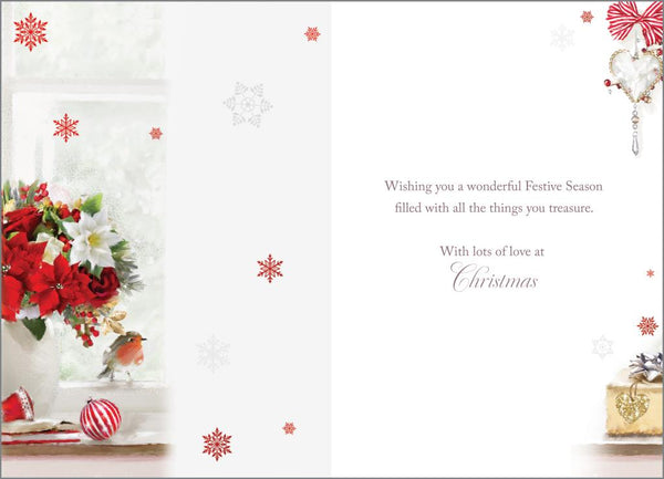 Sister Christmas card - Xmas flowers