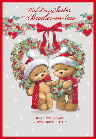 Sister and Brother-in-law Christmas card - Xmas bears