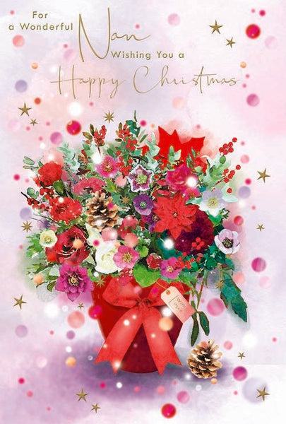 Nan Christmas card - Xmas flowers