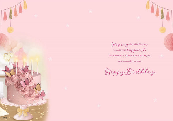 Friend birthday card - cake and butterflies