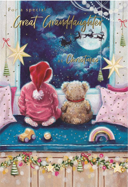 Great-Granddaughter Christmas card - cute Xmas Eve