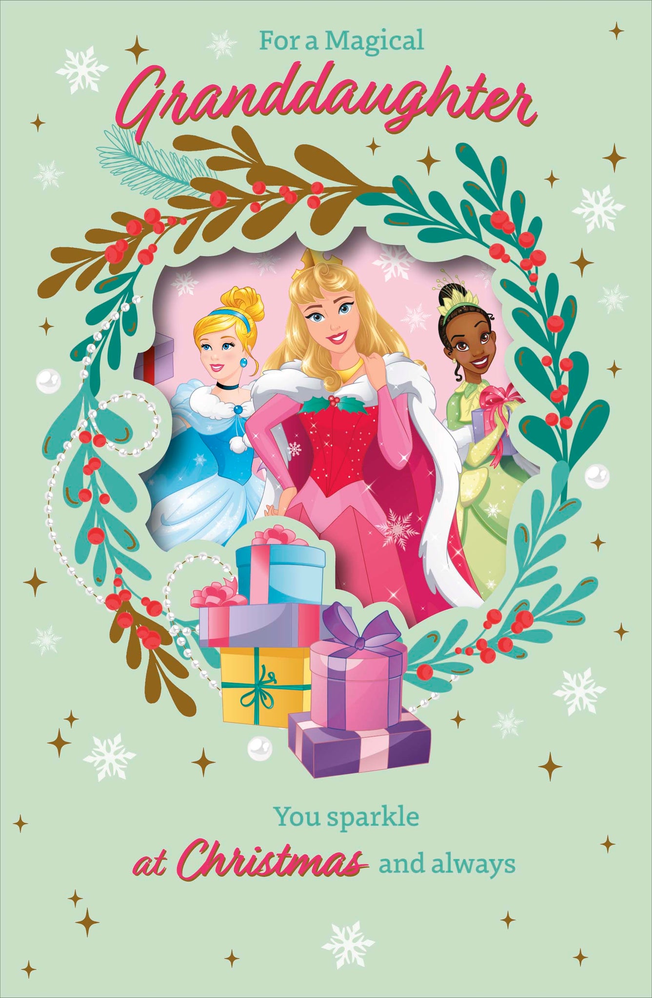 Granddaughter Christmas card - Disney Princesses
