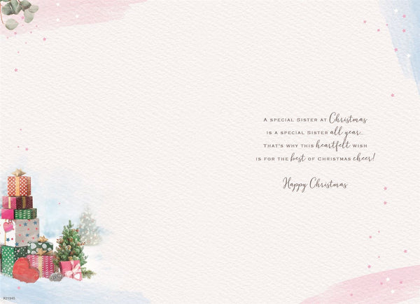 Sister Christmas card- Xmas gifts
