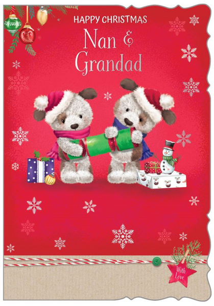 Nan and Grandad Christmas card - cute dogs
