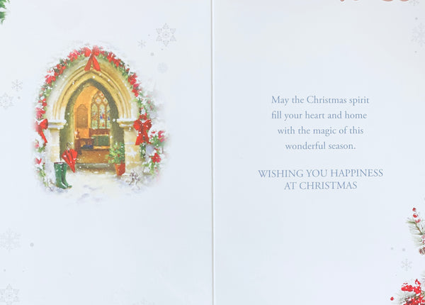 Religious Christmas card - Festive church