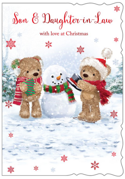 Son and Daughter-in-law Christmas card- cute bears