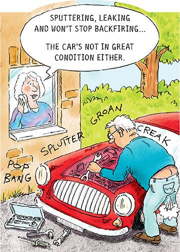 Funny birthday card- car tinker- wrinklies