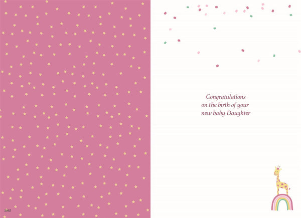 Christening card - pink - 2025