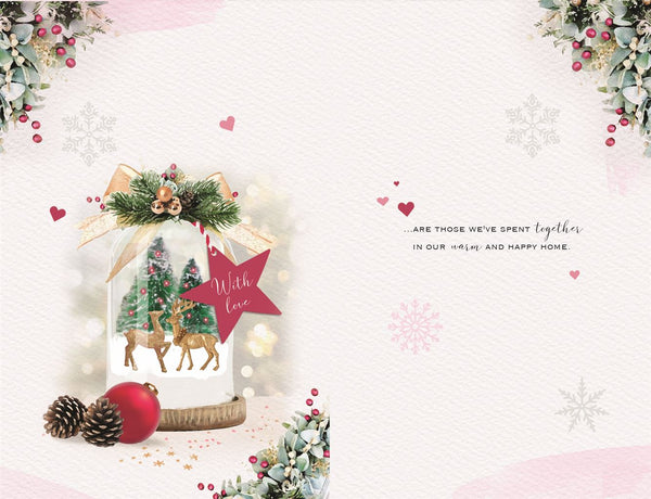 Wife Christmas card- Xmas flowers
