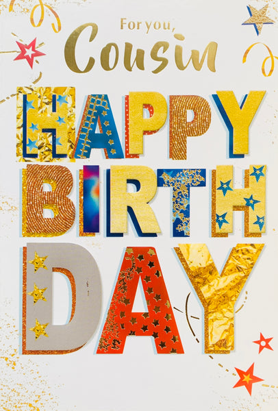 Cousin birthday card - modern text