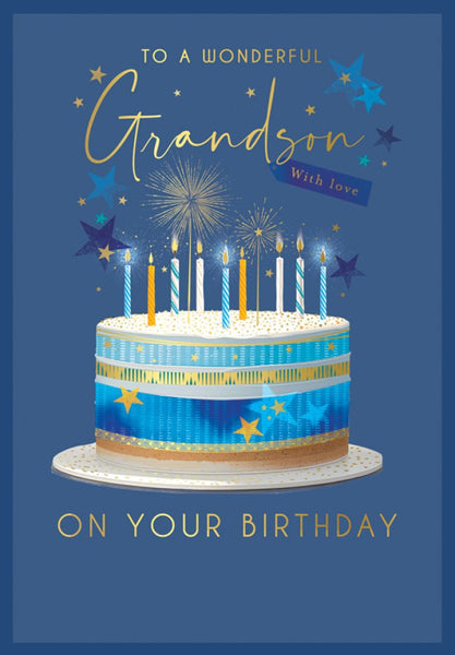 Grandson birthday card - birthday cake