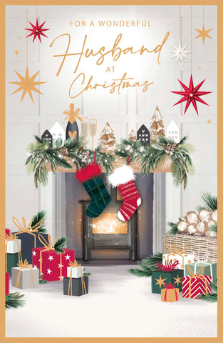 Husband Christmas card -festive fireside