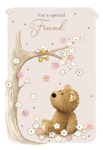 Special Friend birthday card - cute bear