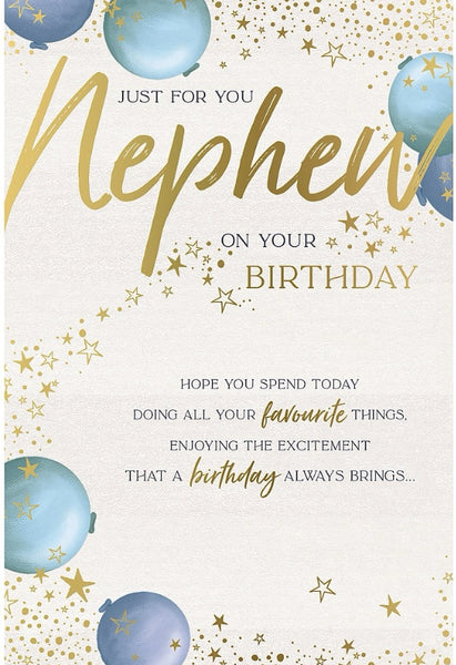 Nephew birthday card - balloons and stars