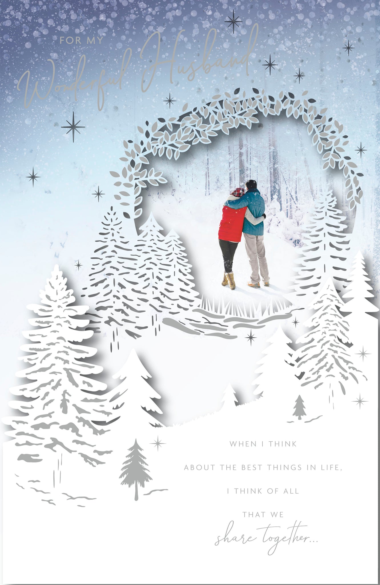 Luxury Husband Christmas card - romantic walk