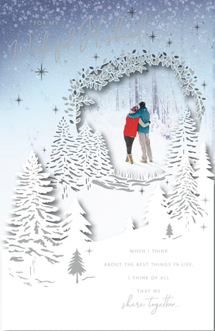 Luxury Husband Christmas card - romantic walk