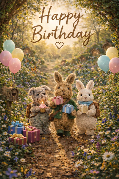 General birthday card - Bramble bunnies