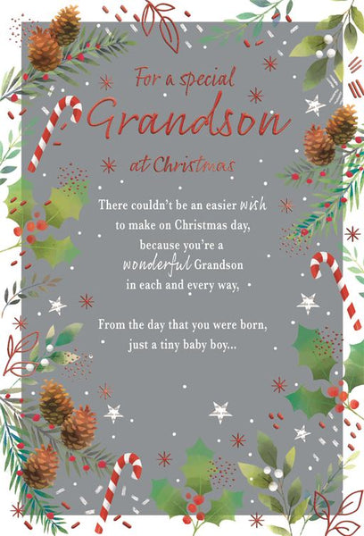 Grandson Christmas card- Sentimental verse