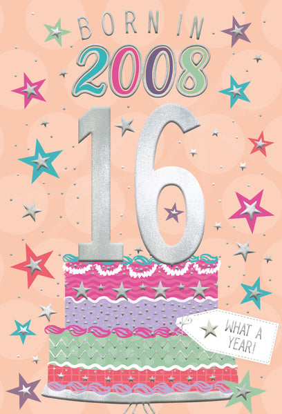 16th birthday card - born in 2008