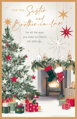 Sister and Brother-in-law Christmas card - festive fireside