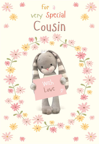 Cousin birthday card - cute rabbit