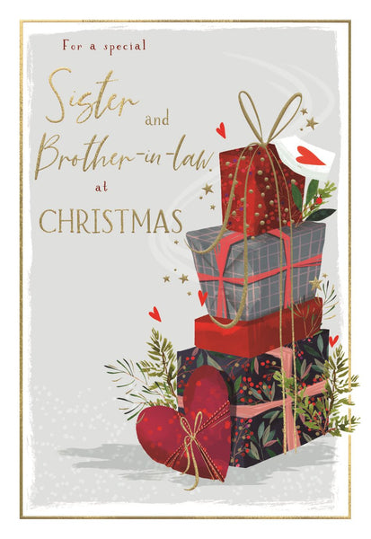 Sister and Brother-in-law Christmas card - sparkling gifts