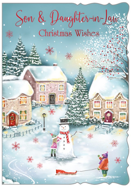 Son and Daughter-in-law Christmas card- winter village